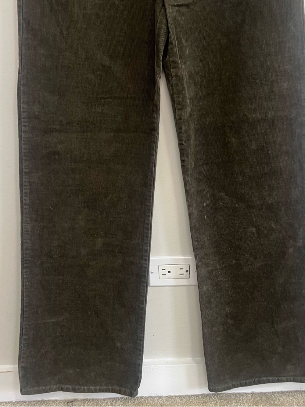 NWT Zara Dark Olive/Brown Corduroy Pants Career Careerwear Work Office Wide Leg - Picture 2 of 9